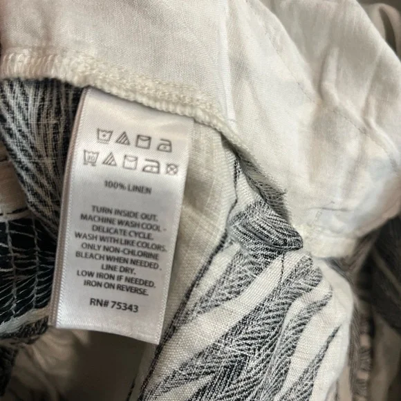 Tahari Black and Tan tropical print Wide Leg linen pants XL - Picture 7 of 9